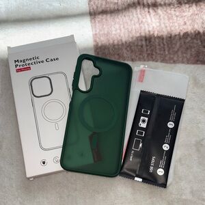 Magnetic Protective Case for Samsung galaxy A16  5g Case dark - Green & protecto